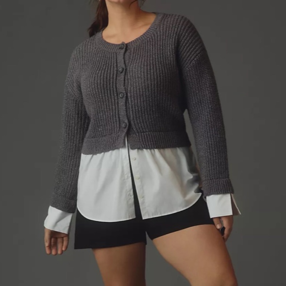 Anthropologie Cropped Twofer Cardigan Sweater